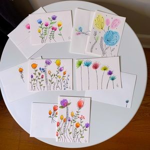 Hand Painted Watercolor Cards-5”x7” With Envelopes-Includes 5 Cards